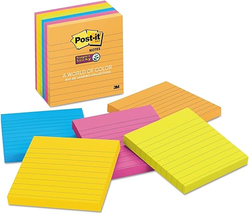 3M 6756SSUC Post-it - Notas SS recicladas forradas, 4 x 4, colores de Río de Janeiro, 6/paquete
