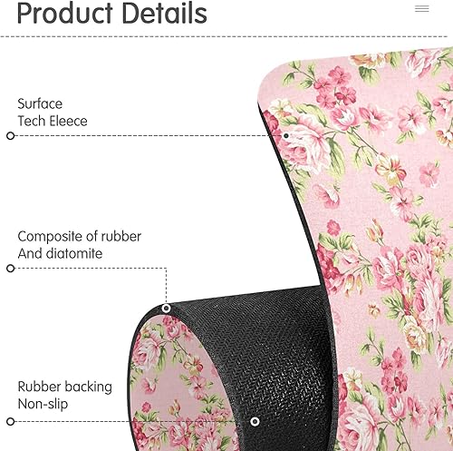 Miniatura 5 de Paquete de 2 tapetes absorbentes para grifo de fregadero de 14.7 x 5.4 pulgadas, tapete de secado vintage rosa rosa alrededor del grifo de