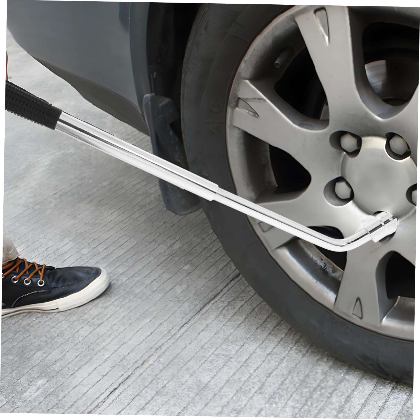 Mipcase Verstellbarer Teleskop Radmutternschlüssel aus Stahl für Auto | Silber, Leichtes Design, Einfach zu Demontieren, Universell für Fahrzeug und Pkw, 2 Hülsen