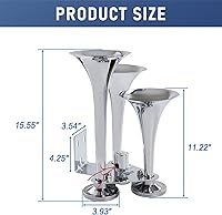 Vista 5 de JDMSPEED Air Horns - Trompetas resistentes con triple chapado en cromo. Bocina de aire súper ruidosa para camiones de 12