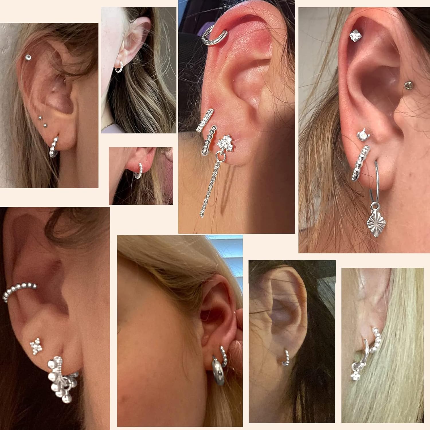 Fiusem Huggie Hoop Earrings for Women 14K Gold Plated, Small Dainty Earrings for Women, Hypoallergenic Hoops 8/10/12 mm - Image 5