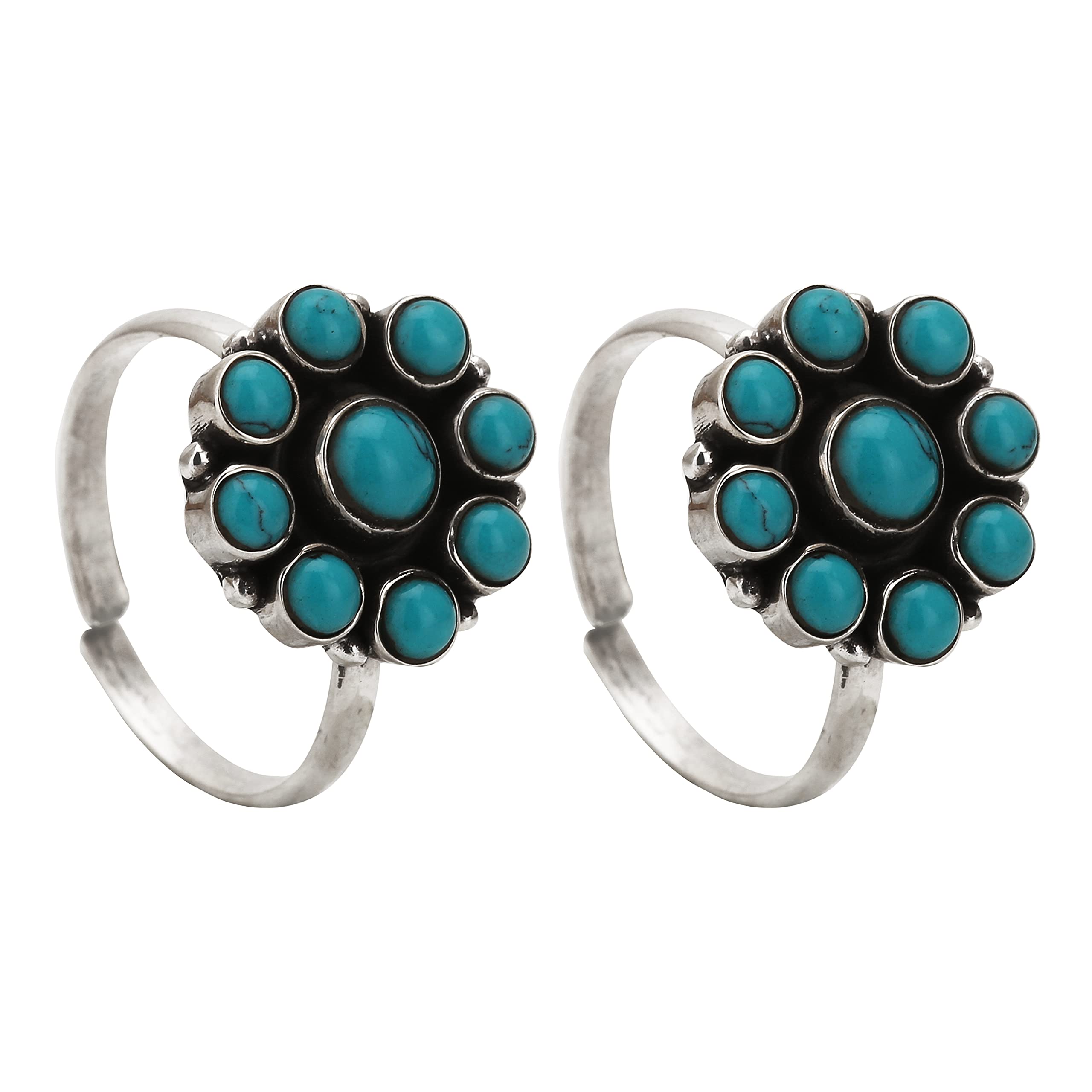 peen zone we deliver the actual jewelry Peenzone 925 Simple Yet Elegant Silver Turquoise Toe Rings (Leg Finger Rings) in Pure 92.5 Sterling Silver for Women | Toe Rings for Women and Girls | With Certificate of Authenticity and 925 Stamp | Chandi Bichiya-picture-17