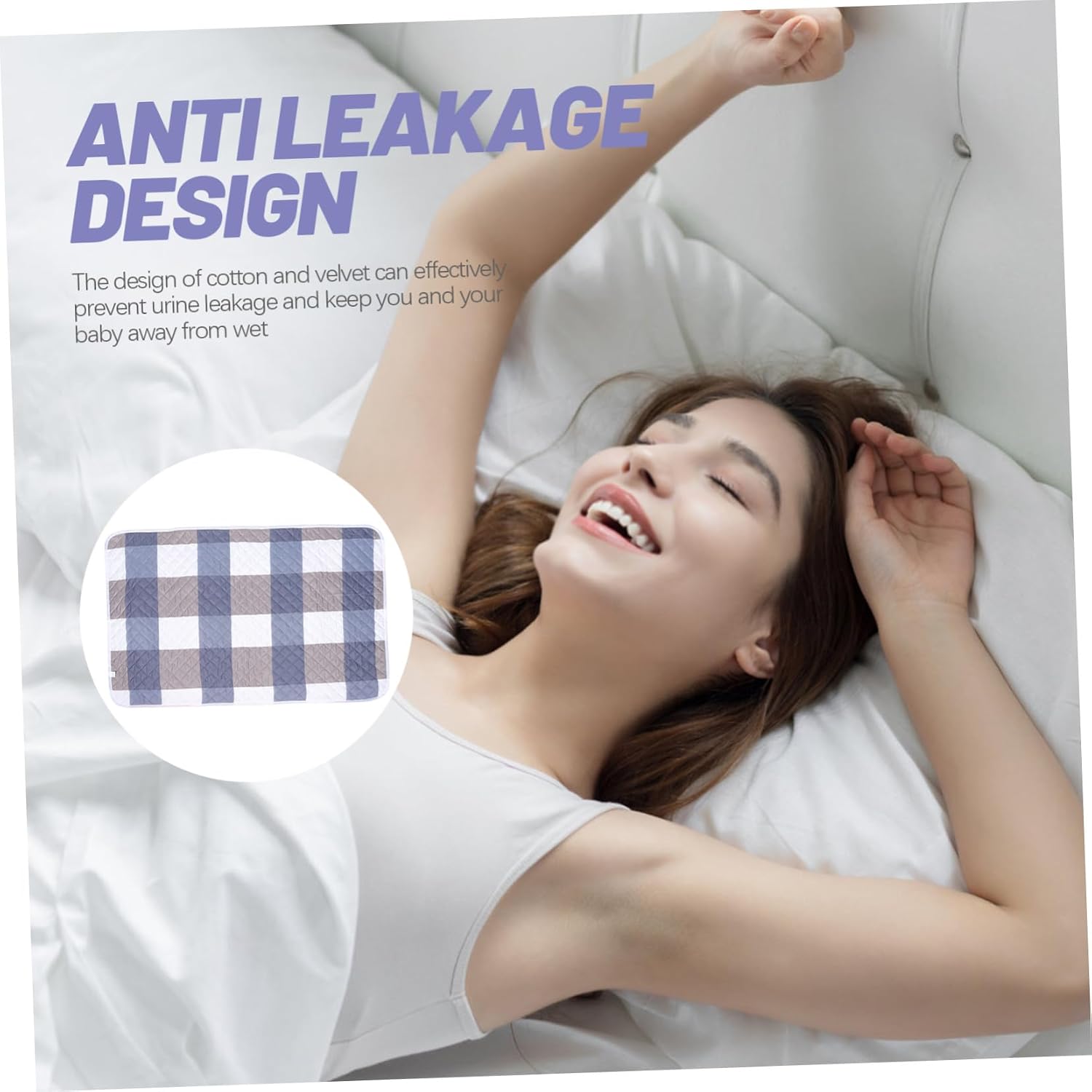Washable Cotton Under Pad for Sleeping and Elderly Incontinence Breathable Absorbent Bed Mat with Anti-Leak Design Reusable Menstruation Protection Mattress