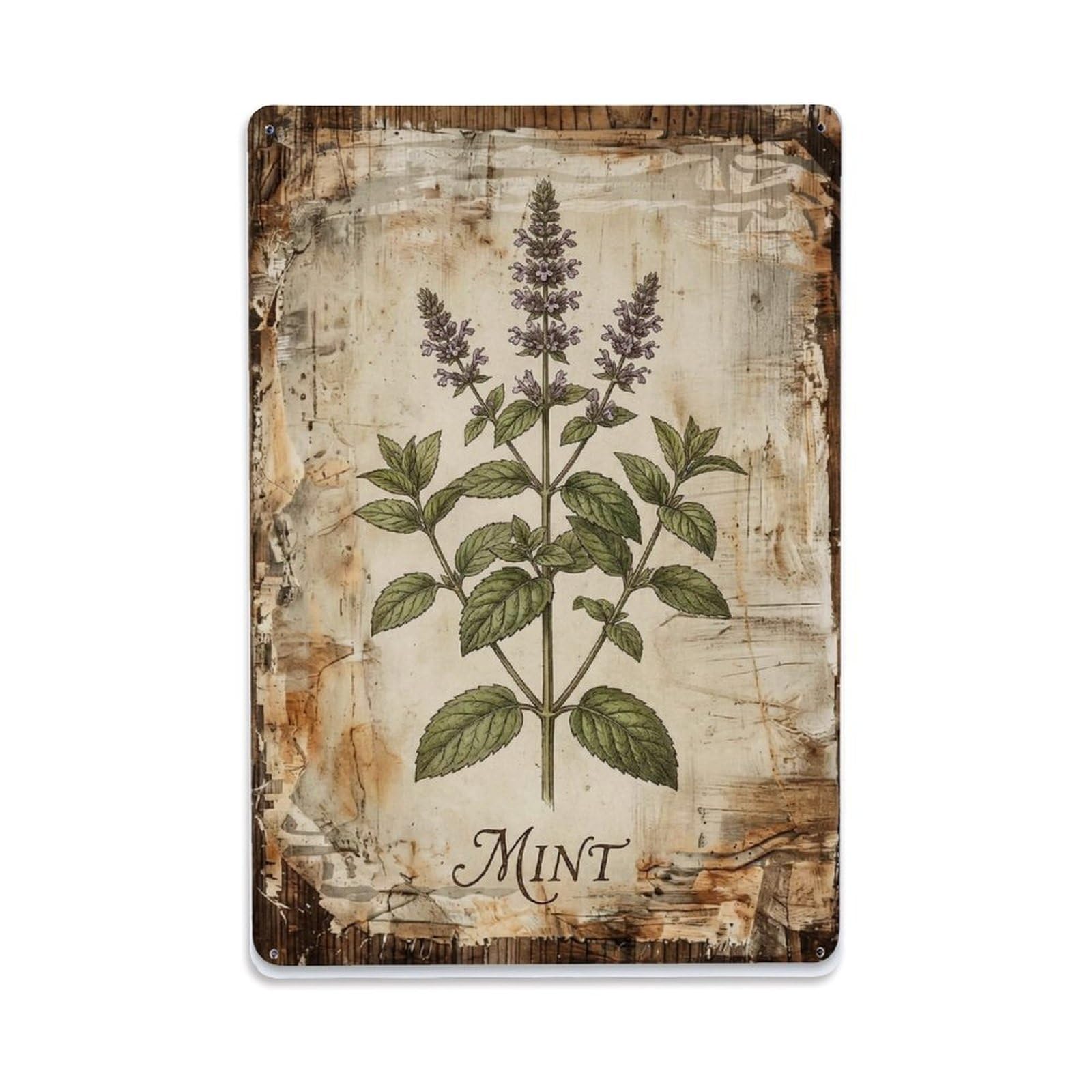 Fqnyr Style Mint Herb Refreshing Metal Tin Sign Plaque Wall Decor For Cafe, Club Bar, Office, Home Garden Metal Poster 8X12inch