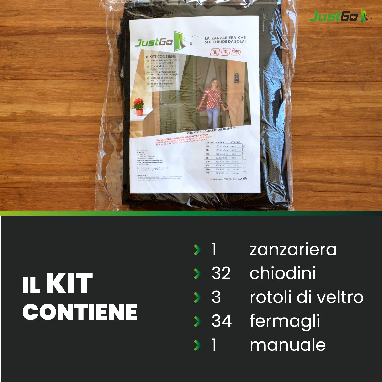 JustGo Zanzariera Magnetica Porta Finestra Adattabile e Regolabile, Chiusura Automatica a Calamite, Istruzioni di Montaggio Chiare, Calamite Potenti, Nero, 90 x 260 cm