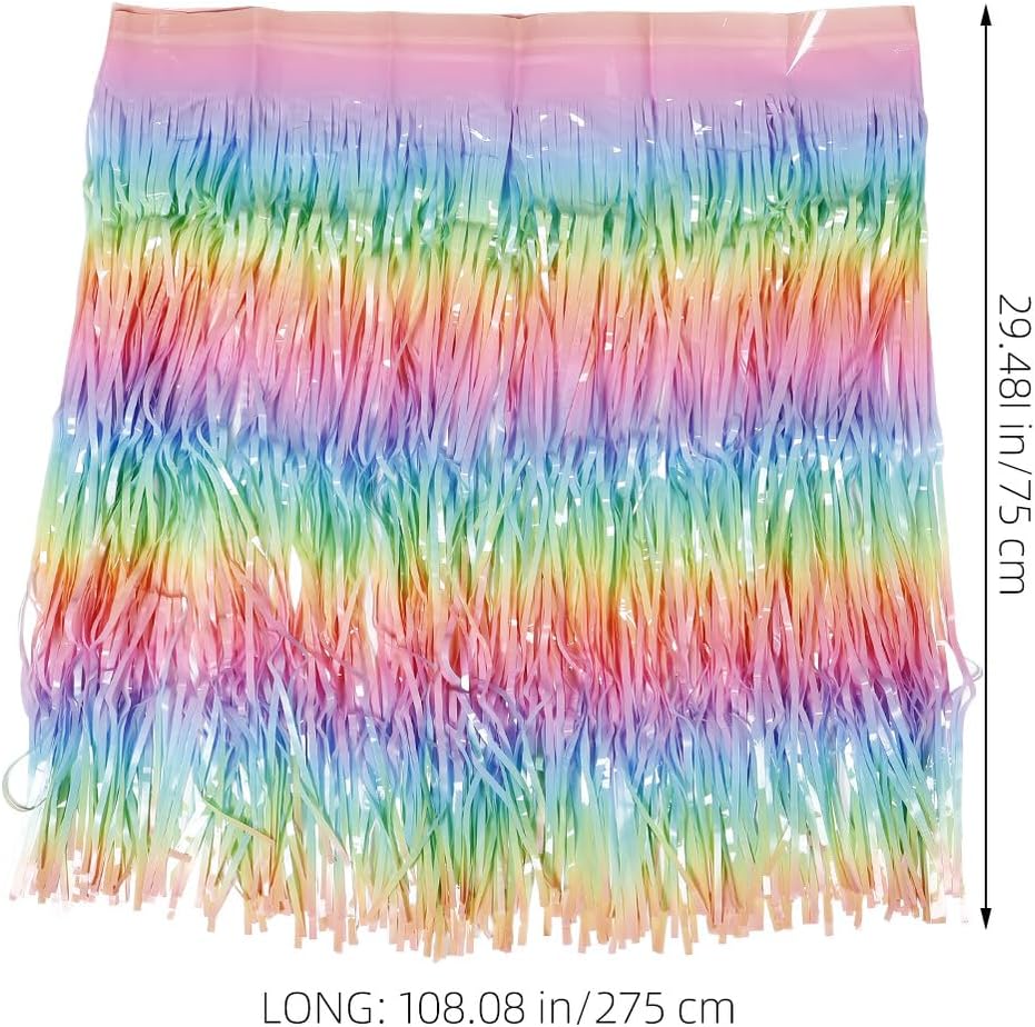 Macaron Fringe Table Skirt 75x275cm Plastic Gradient Party Decor