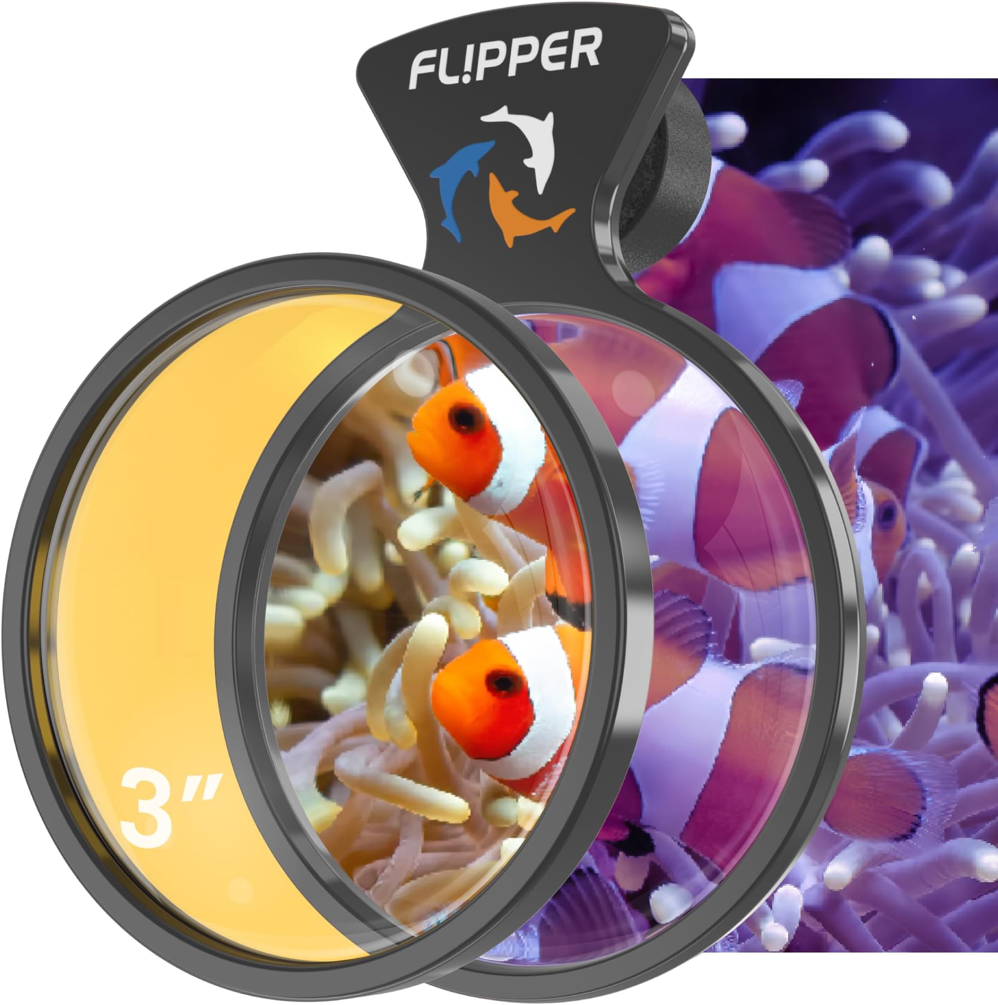 Flipper Deepsee Magnetically Mounted Magnified Aquarium Viewer Nano 3″ (76mm) Orange Filter Lens