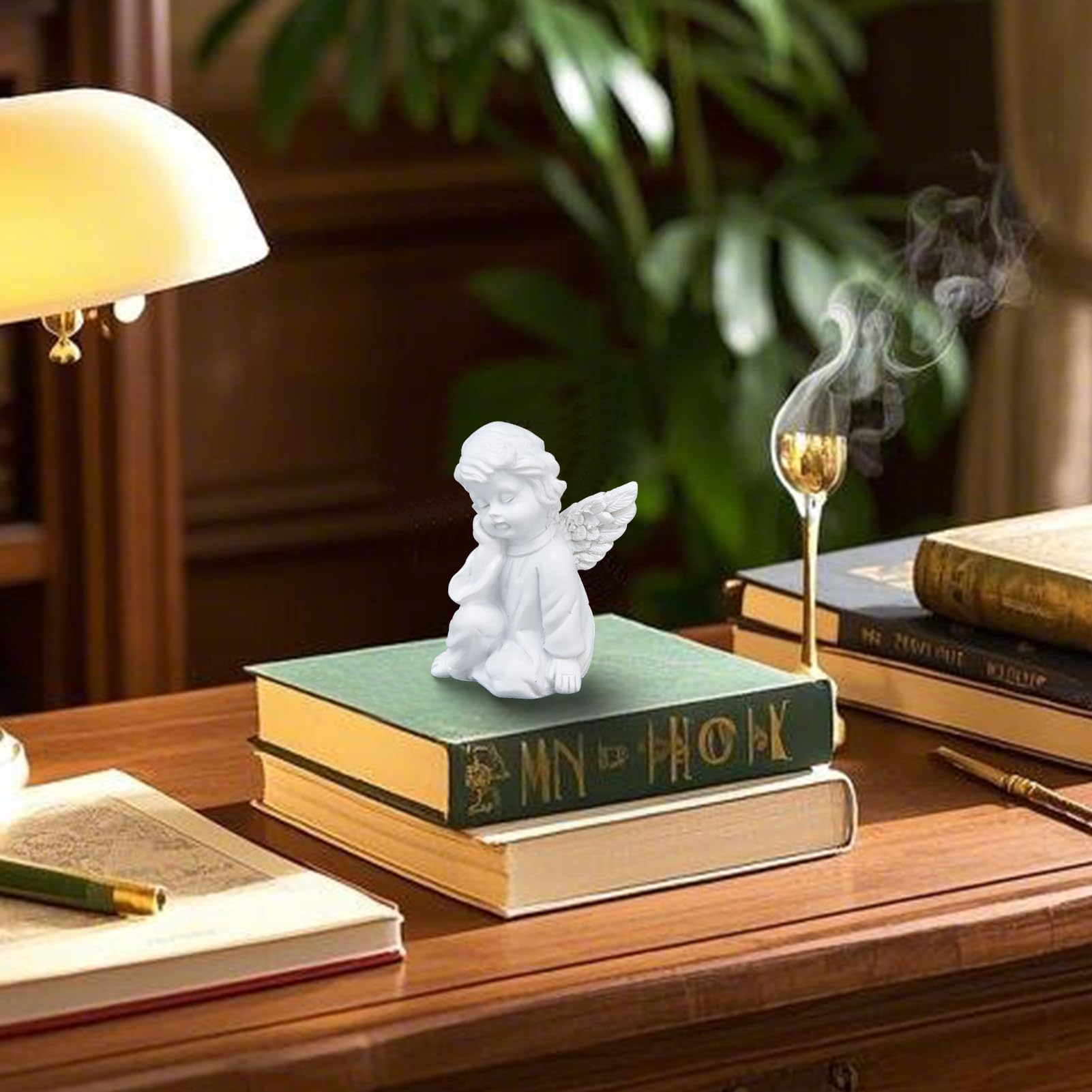 Figurine Ange Endormi En Résine - Décoration Chérubin Mignon - 5.5x6 Cm - Cadeau Idéal