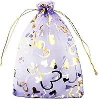 Vista 9 de 5 x 7 pulgadas 100 piezas corazón flor organza joyería bolsa de regalo bolsa de caramelo bolsa cordón boda favor bolsas P835 (corazón turquesa)