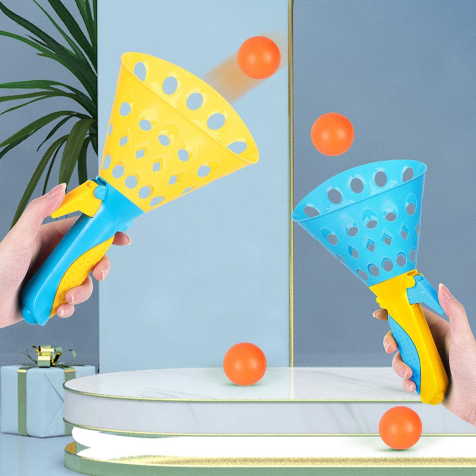 Jeu Pop Et Catch Ball - 4 Paniers Lanceurs + 26 Balles, Pour Jouer En Extérieur (plage, Jardin, Réunions)