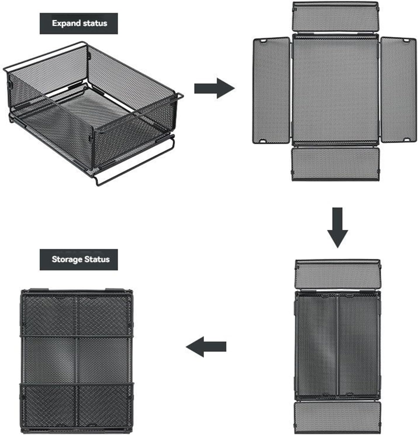 Foldable Wire Basket, Pantry Storage Organizer, Heavy-Duty Basket for Vegetables and Fruits, Wire Storage Baskets for Restaurant and Camping Reinforced Design, Outdoor Storagew Accessory