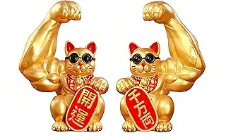 招き猫 置物 開運 招福 運気アップ 金運祈願  商売繁盛 開店祝い 新築祝い 風水アイテム 金運アップ 財運 金運 風水 置物 運気上昇 人気 ギフト 縁起物 店飾り 開運雑貨 玄関 雑貨 オブジェ プレゼント 滑り止めマット付き (開運 千万両)