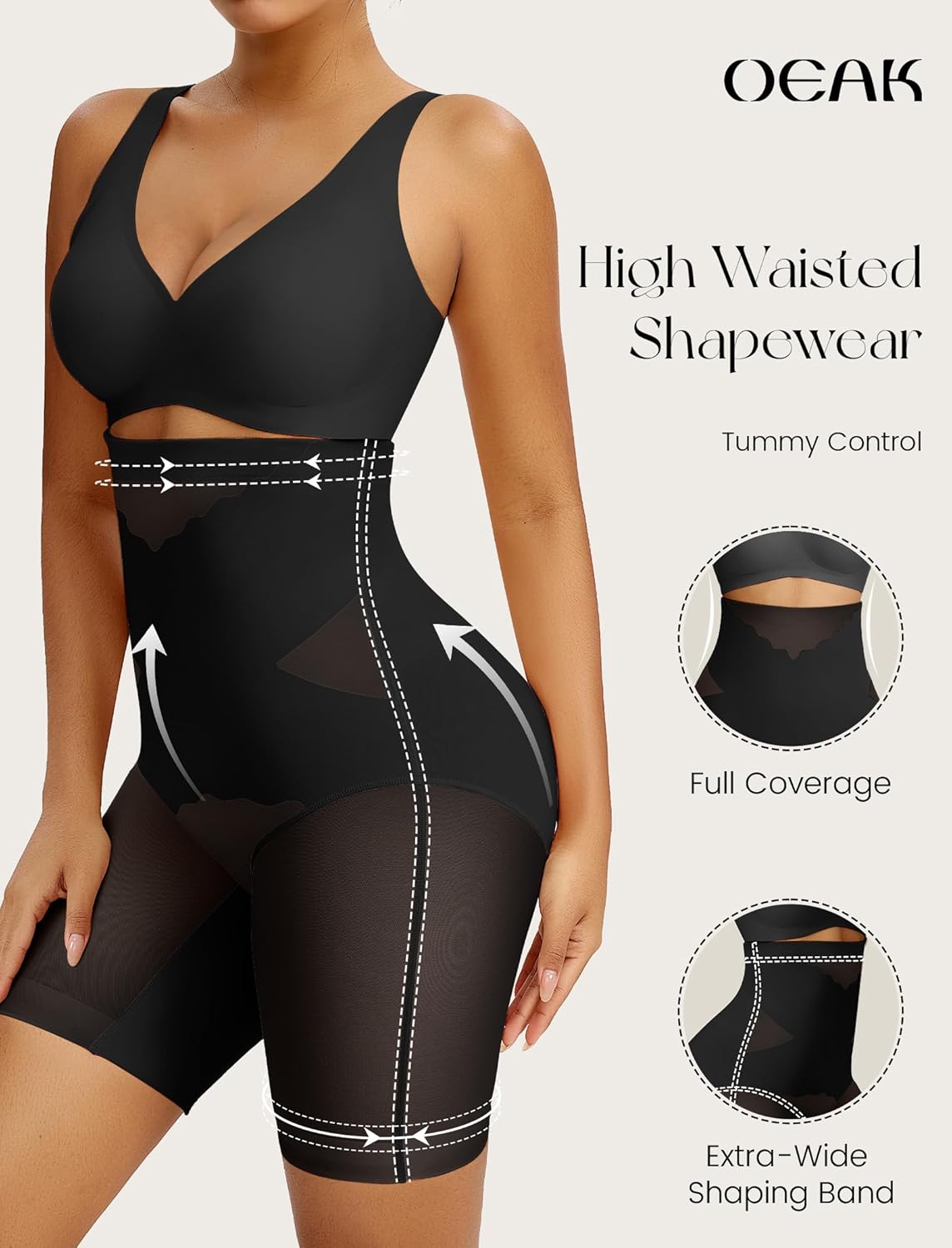 OEAK Womens Tummy Control Shapewear SuperPower High Waisted Butt Lift girdles Body Shaper Thigh Slimmer Seamless Shapewear - Image 3