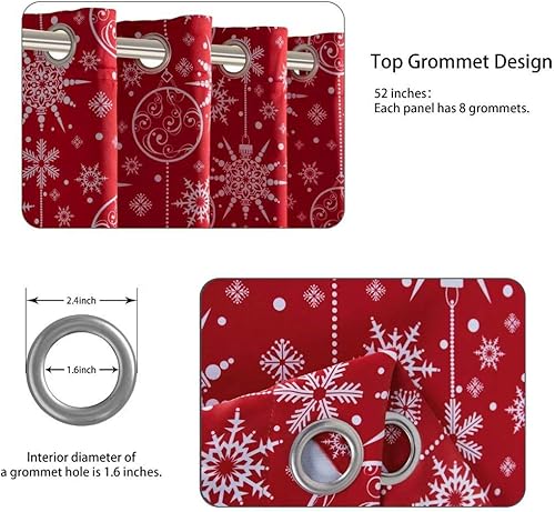 Miniatura 2 de LORDTEX Cortinas navideñas con estampado de nieve para sala de estar y dormitorio, cortinas opacas con aislamiento térmico, cortinas de ventana