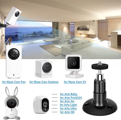 Miniatura 11 de FastSnail Soporte de pared compatible con Wyze Cam Pan V3 y Wyze Cam V4/V3 y Wyze Cam exterior/interior, soporte ajustable giratorio de 360 grados