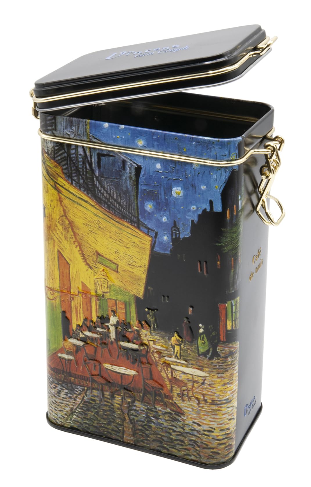 Fridolin 19403 - Vorratsdose/Kaffeedose aus Metall mit Bügelverschluss, Volumen ca. 1,4 Liter - Van Gogh: Cafe de Nuit