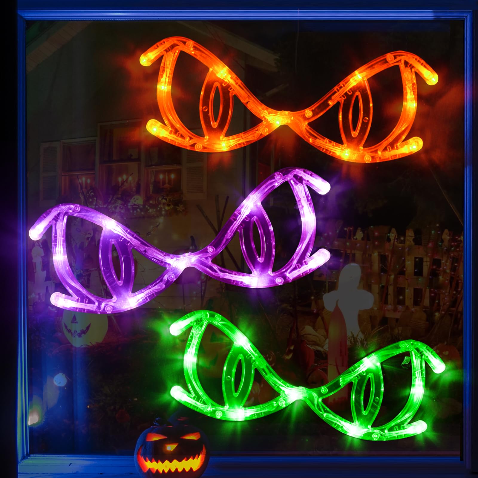 LOLStarHalloween Lights, 3 Pack Halloween Decorations Spooky Eyes Lights Peeping GhostEyes with Suction Cups, Battery Operated Halloween Window Lights, 2024 Upgrade Slow Fade Mode Timer Function