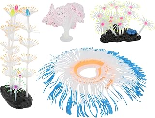 GFRGFH 4 peças decorações de peixe efeito brilhante silicone artificial coral planta ornamento para aquário fácil de usar