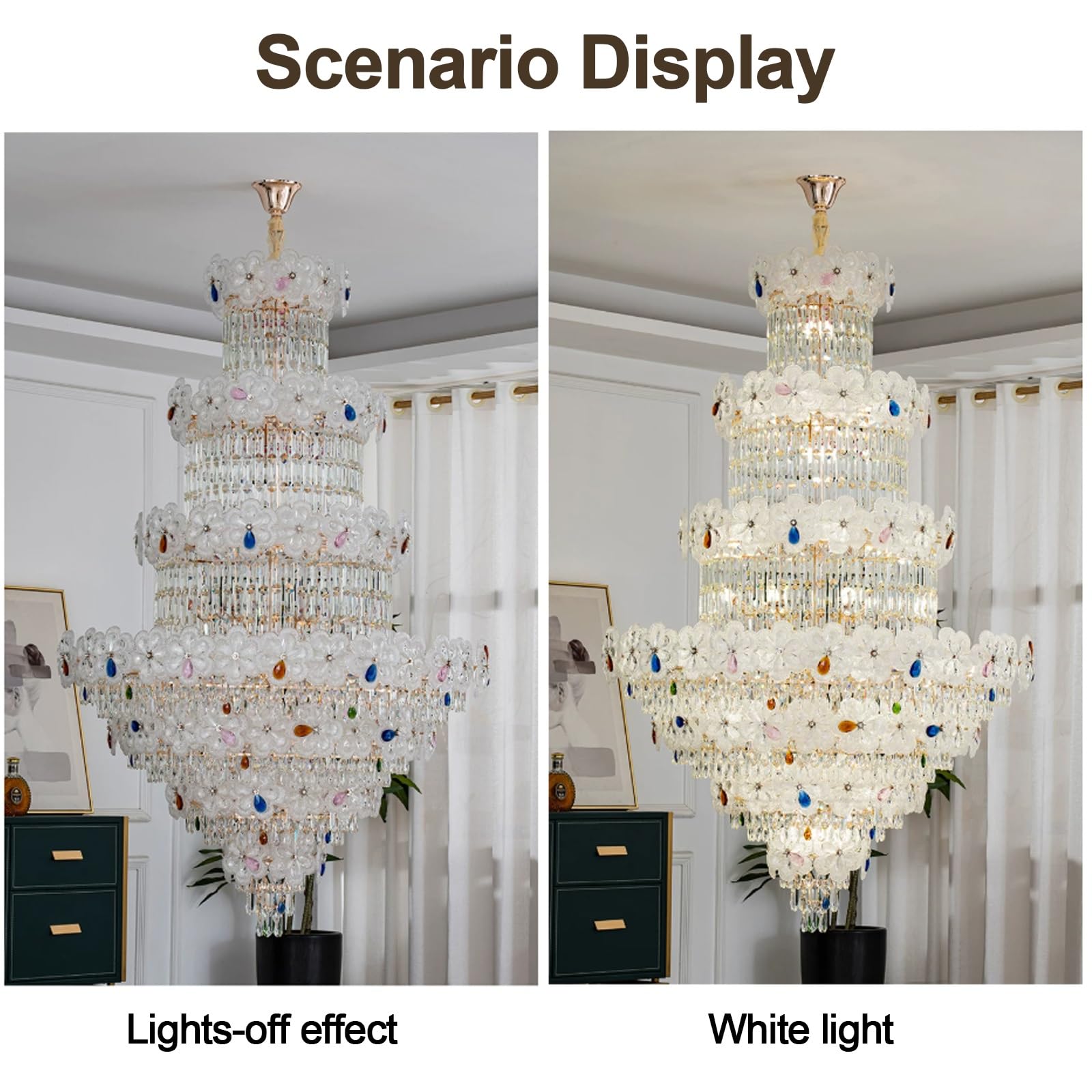 Grande Lampadario Di Cristallo For L'ingresso, Lampadario Dal Soffitto Alto