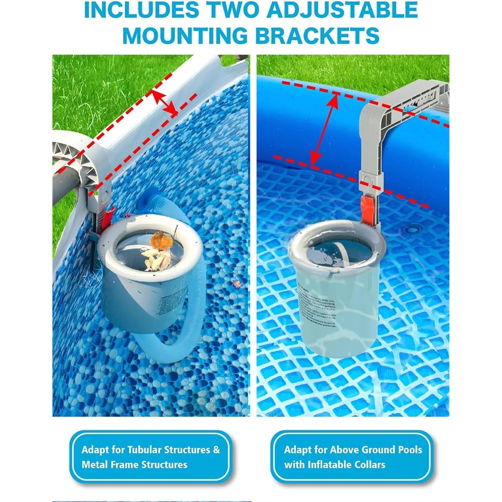 Skimmer para Piscinas Elevadas: Skimmer de Pared y Flotante para Hojas/Residuos, Compatible con Piscinas Inflables/con Estructura Metálica