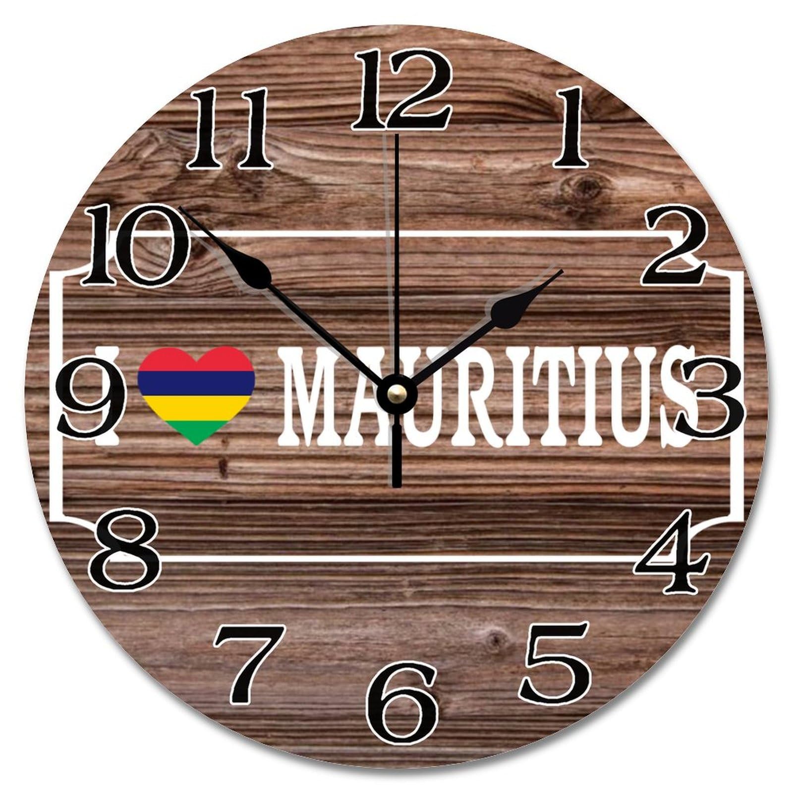 Horloge murale bois drapeau Île Maurice suspendre vintage 25cm silencieuse