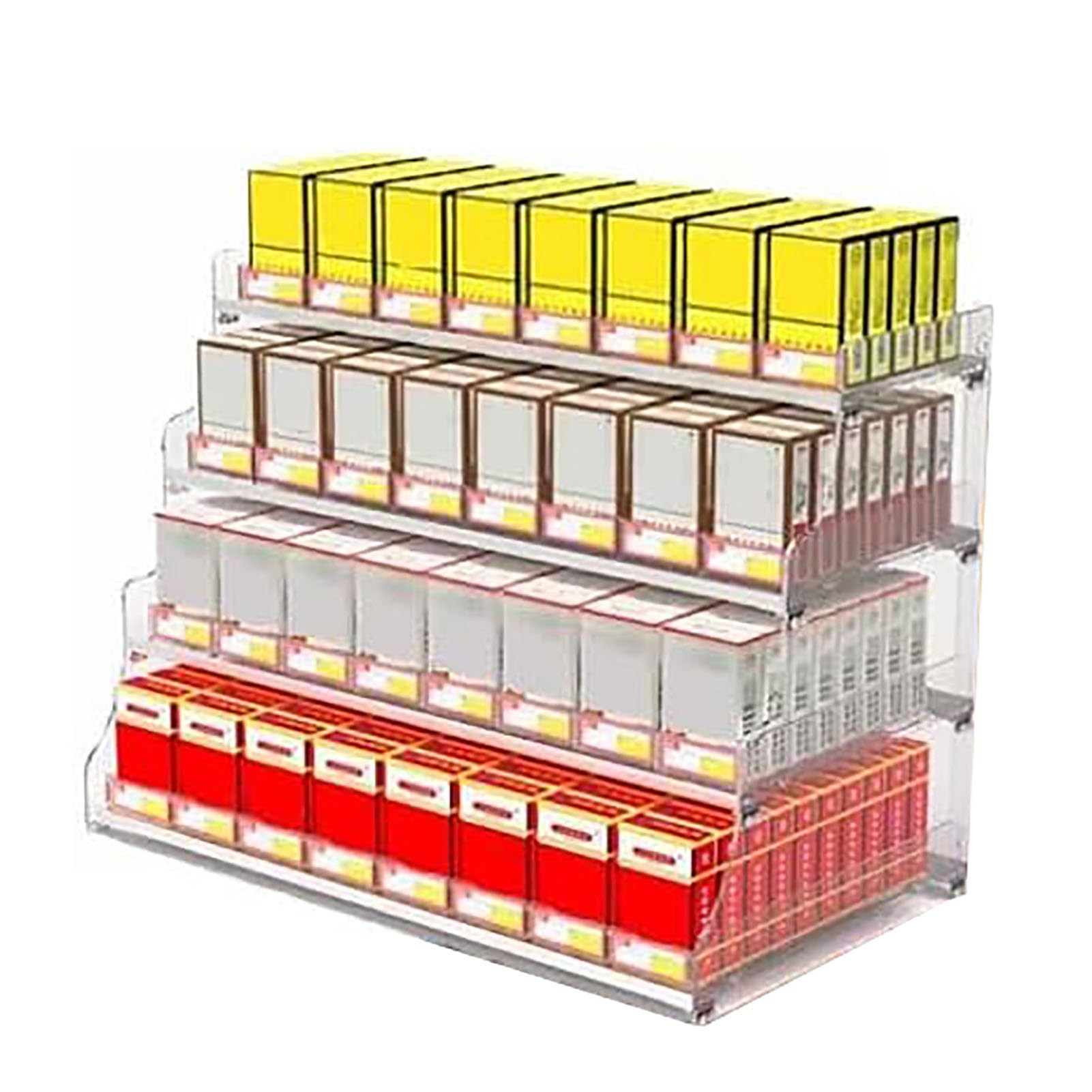 Présentoir à cigarettes transparent à 4 niveaux pour comptoir de tabac