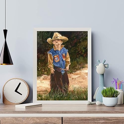 Kits de pintura de diamantes 5D para bricolaje, Little West Cowboy, taladro completo, cuentas redondas, arte de diamante, gemas de piedra, punto de