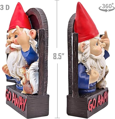 Miniatura 4 de Estatua de jardín de gnomo de dedo medio enojado, estatua de gnomo travieso de fantasía loca que se quita a los invitados, decoración colgante de