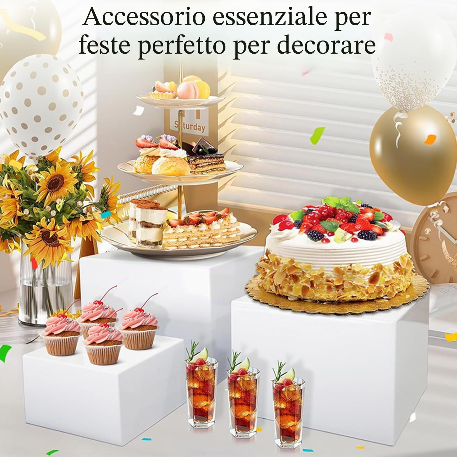 Espositore Da Buffet Per Aperitivo,8 Pezzi Espositori In Acrilico Con Mini Cartelli Da Tavolo,Dessert,Oggetti Da Collezione,Gioielli,Supporto Cubico Annidabile Di Varie Dimensioni,Per Buffet,Dolce,Bia