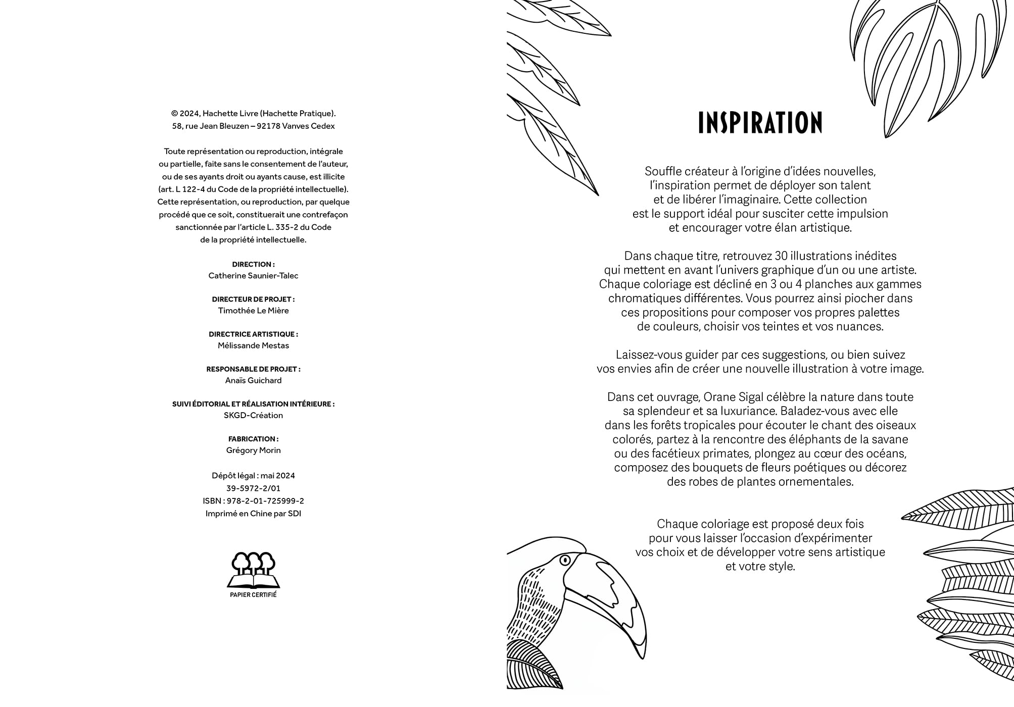 Inspiration - Nature: 60 coloriages et 100 modèles