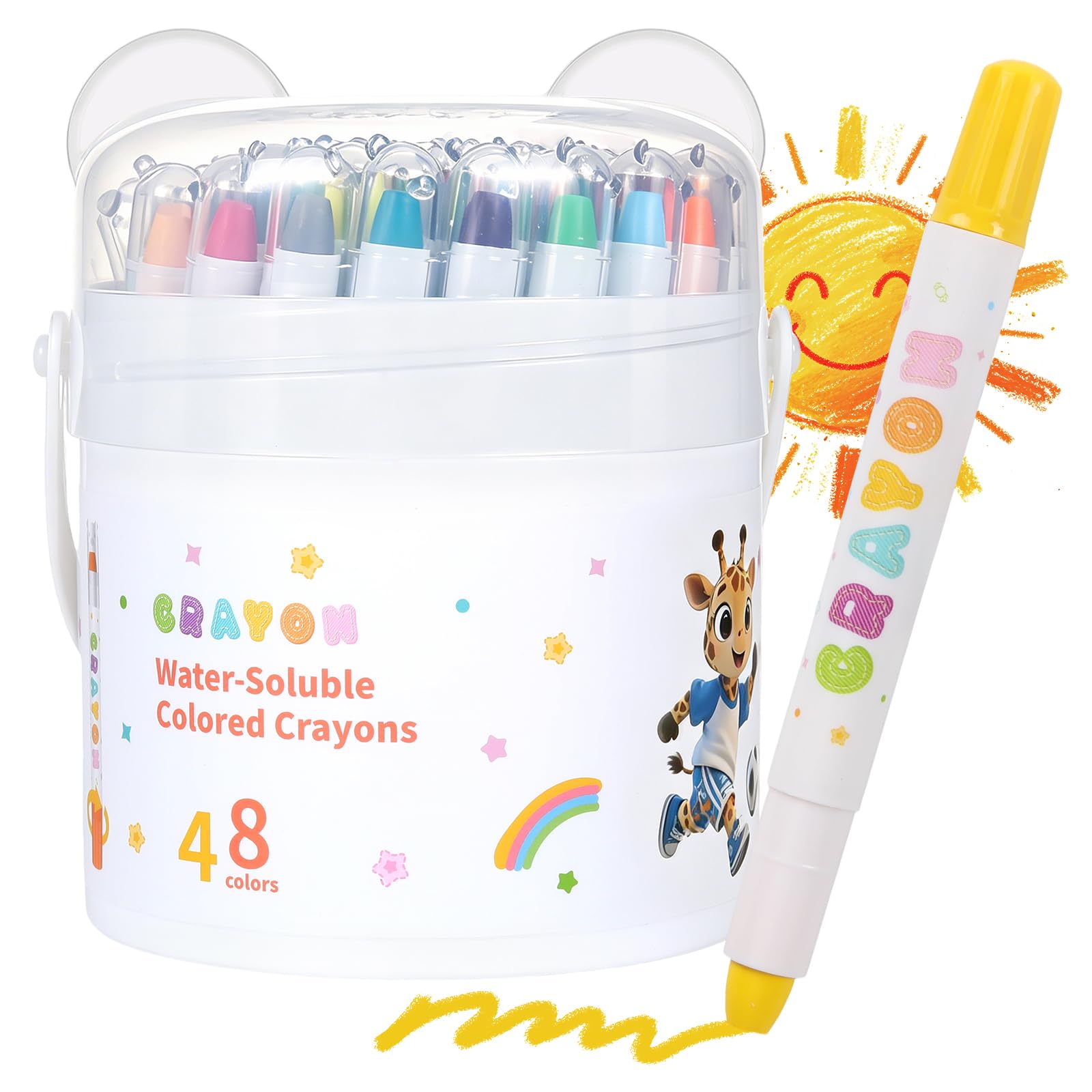 Reenwee 48 Colors Washable Crayons for Kids Twistable Design for Toddler