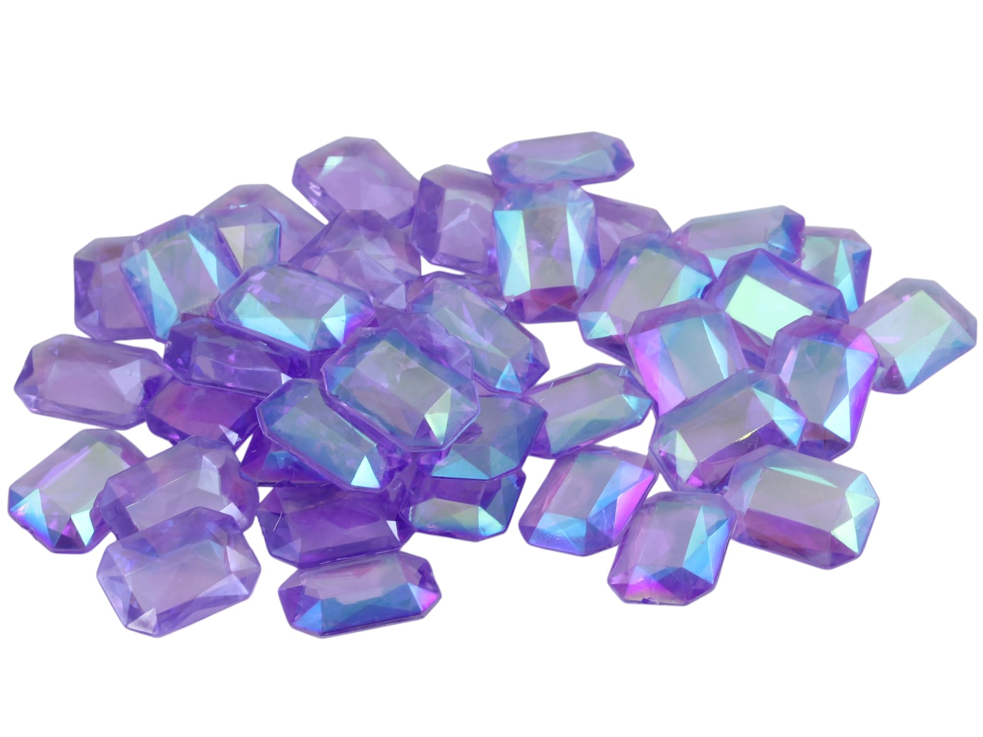 Allstarco 100PCS 18x13mm Emerald Cut Decorating Gems AB Coating for Table Scatter Wedding Decorations Vase Fillers - Light Purple Lilac AB