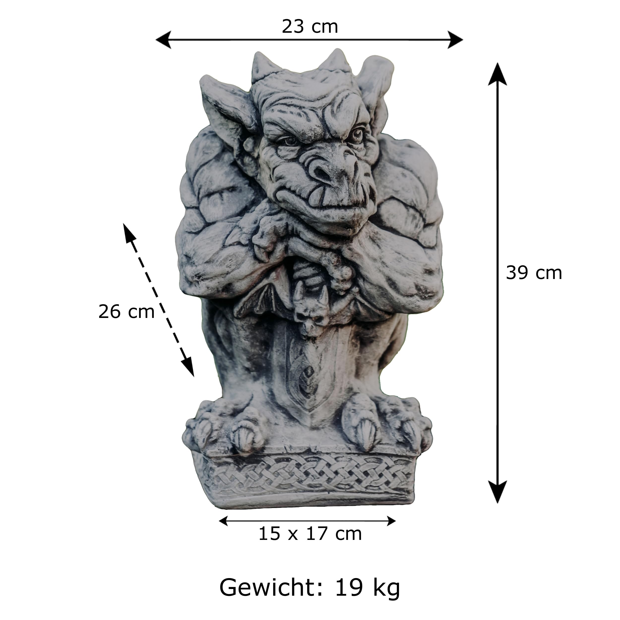 gartendekoparadies.de Figure de Pierre Massive gargouille Gardien avec épée en Pierre reconstituée, résistant au Gel