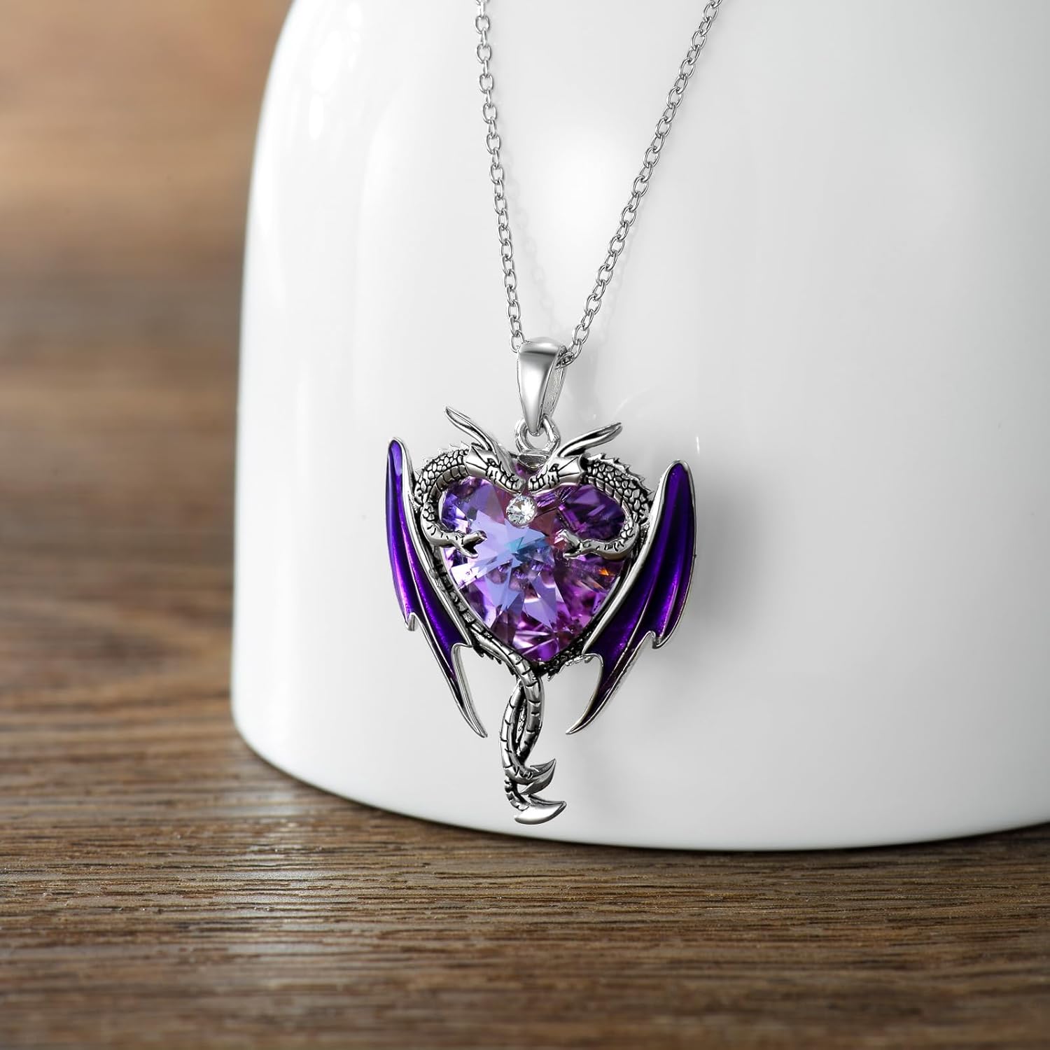 Crystals Phoenix/Crystals Dragon/Cross Sword Dragon Pendant Necklace 925 Sterling Silver with 24+2/18+2 Inch Stainless Steel Chain Jewelry Gifts for Men & Women(with Gift Box)