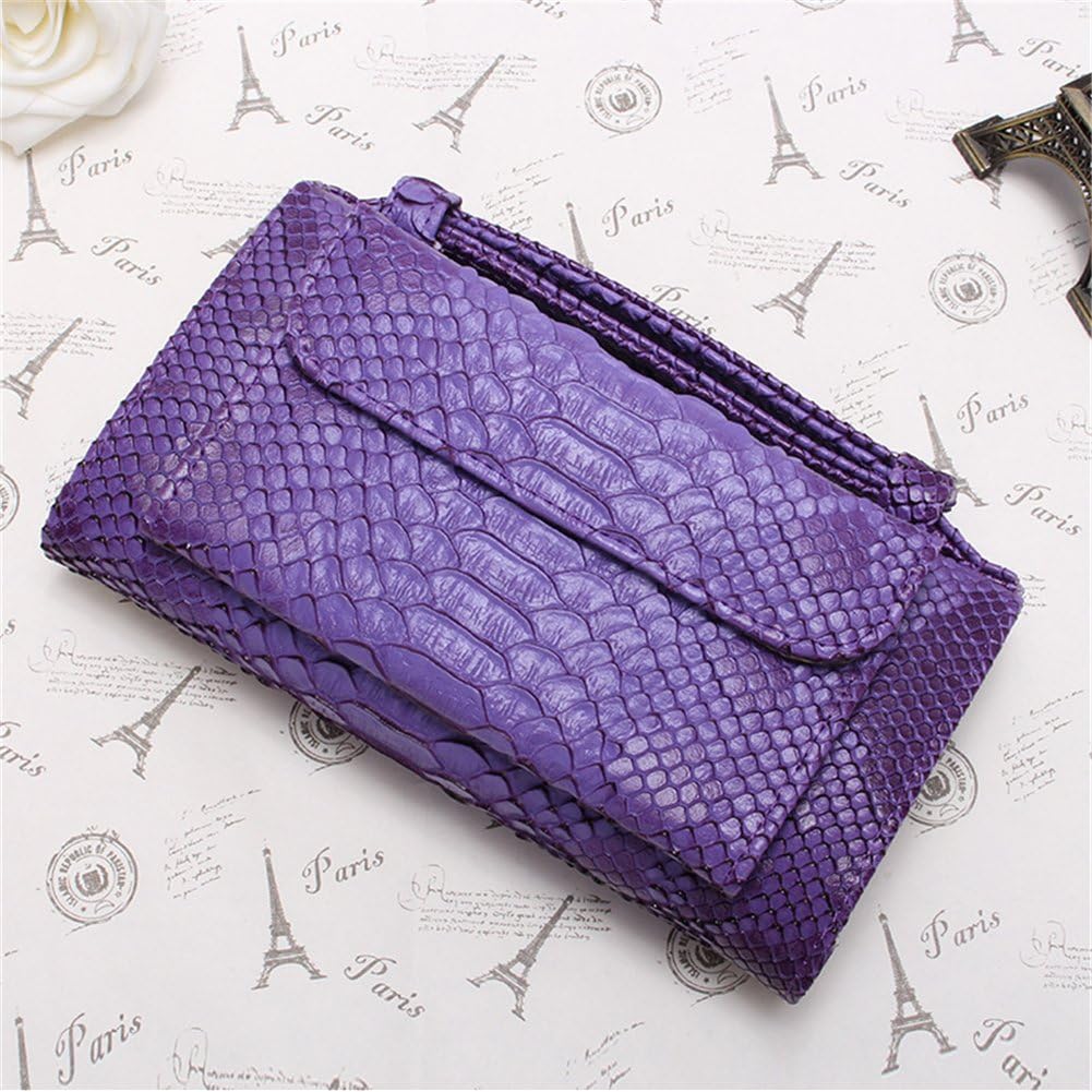 Womens Genuine Leather Snakeskin Crossbody Purse Tote Handbag Clutch Wallet with Chain