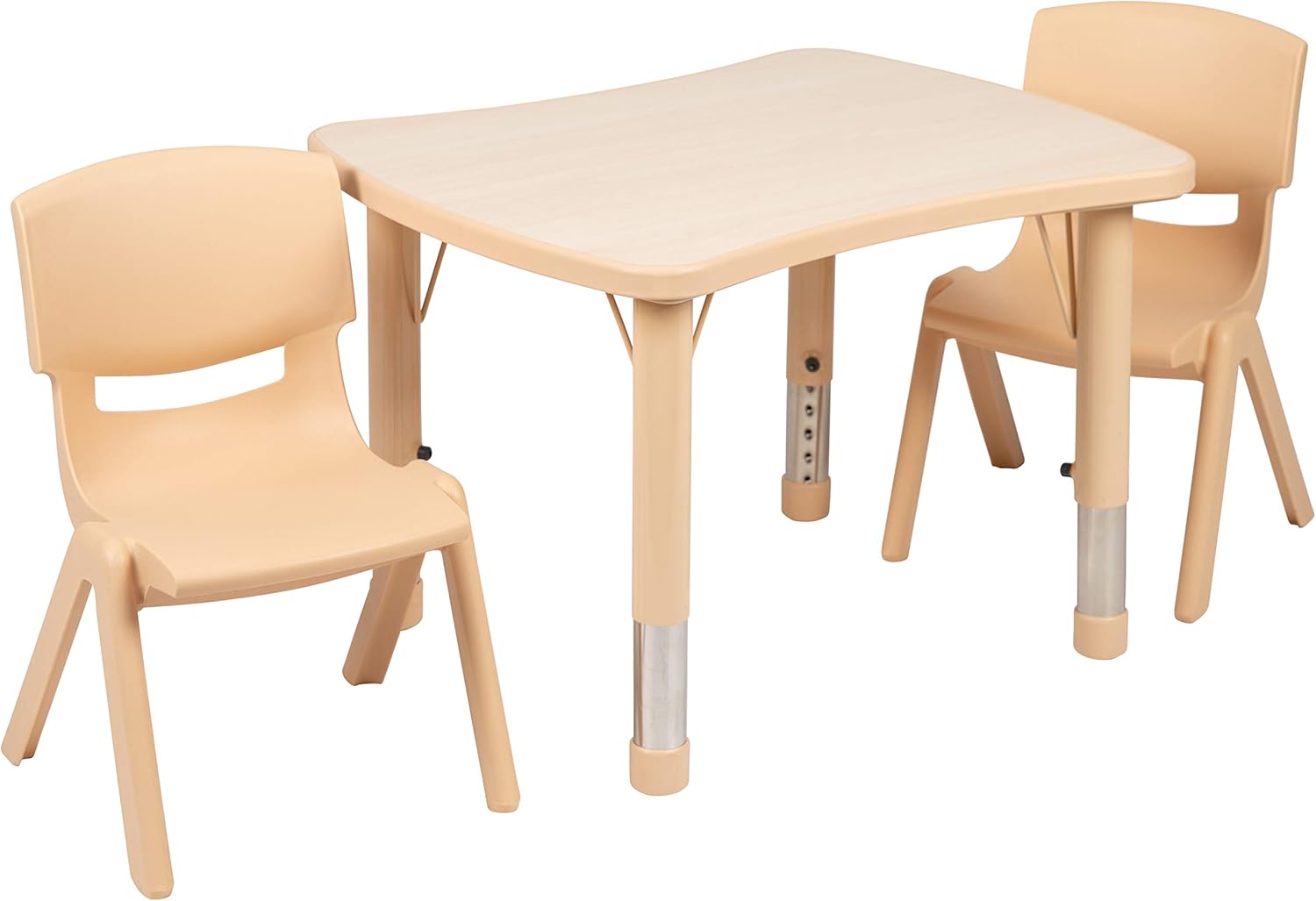 EMMA + OLIVER 21.875" W x 26.625" L Rectangle Natural Plastic Activity Table Set with 2 Chairs