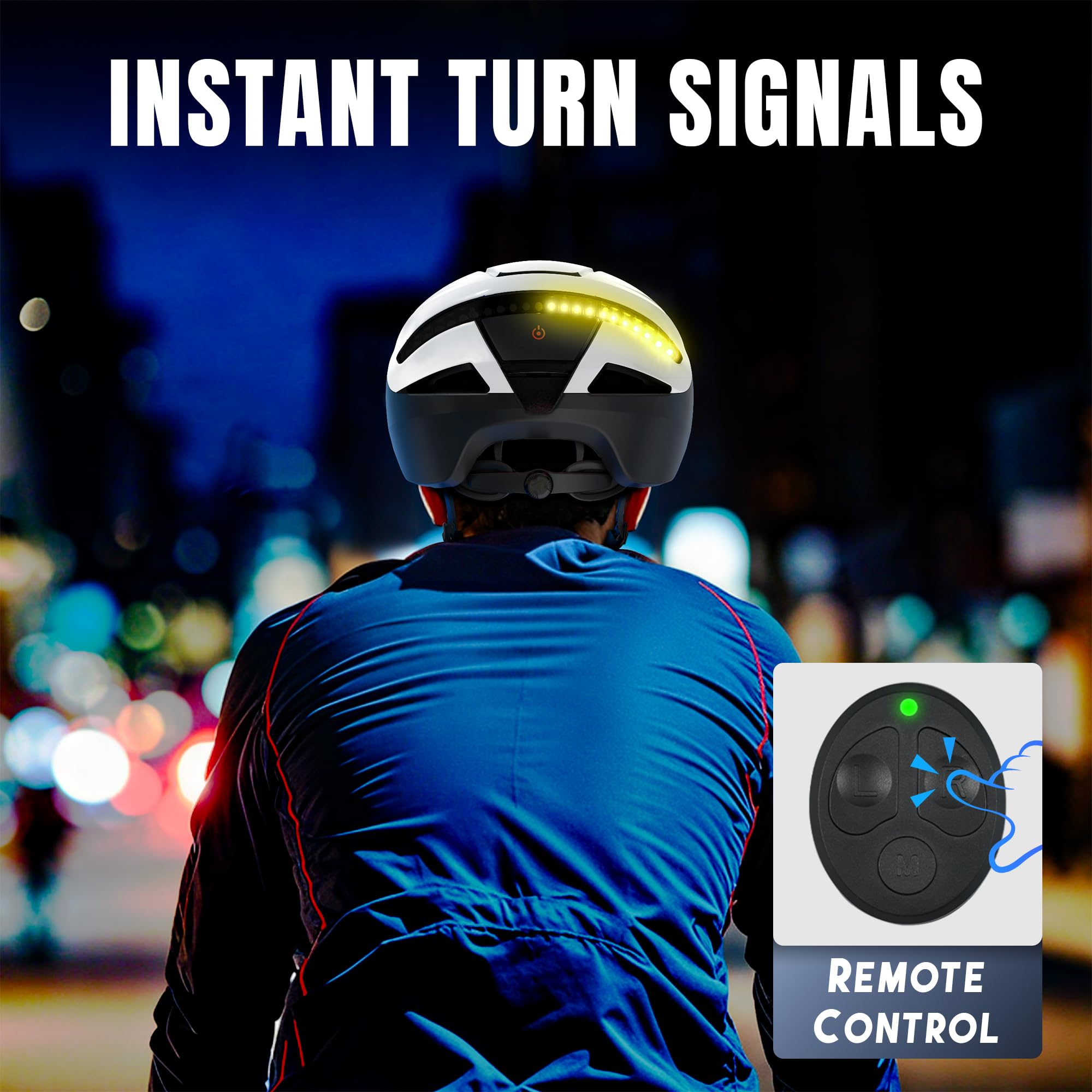 Favoto Casco de Bicicleta Inteligente con Luces e Intermitentes, Certificado CE, Casco de Ciclismo para Adultos con Control Remoto, 3 Modos de luz roja: respiración, Intermitente, Constante