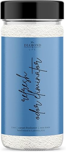 The Diamond Life Home 'Refresh' Rosemary & Mint Carpet Powder & Upholstery Freshener, Odor Eliminator For Homes With Kids & Pets