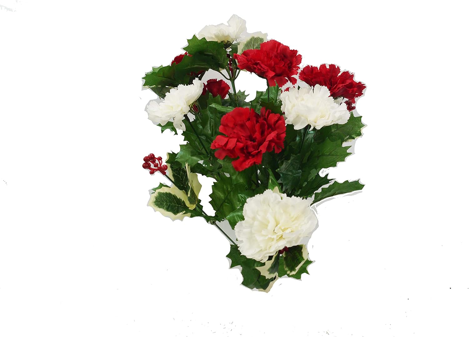 Admired By Nature GPB9781-XMAS RD/cm Faux Mum Poinsettia Berries Christmas Mixed Bush