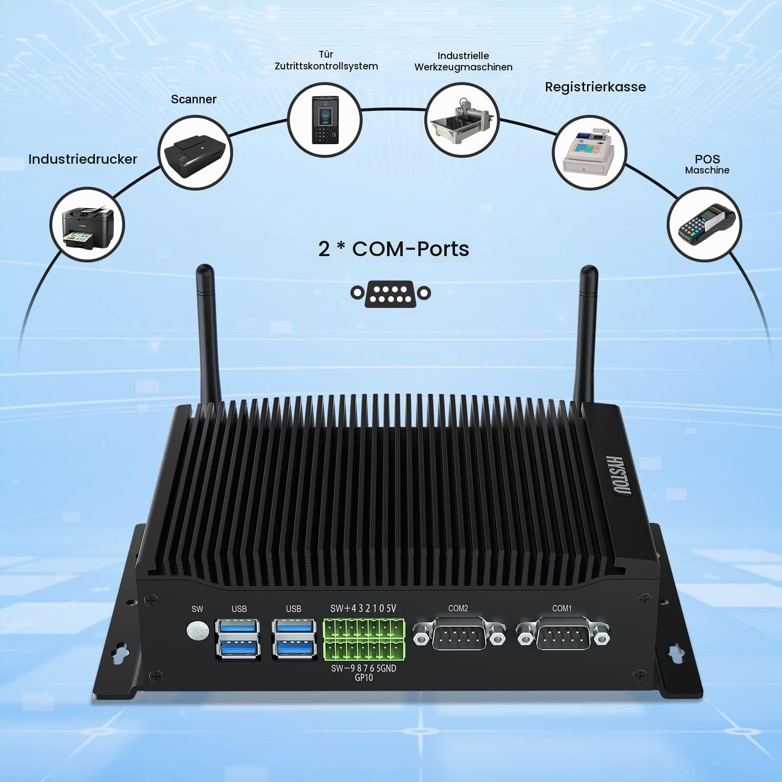 HYSTOU Mini PC Lüfterlos Windows 11 Pro, Fanless Mini PC 16GB Ram DDR4 512 GB SSD I7 10810U (bis zu 4,9GHz) 6 Kerne 12 Threads, 4K Dreifachanzeige Industrie Mini Desktop Computer, WIFI2.4G+5.0G