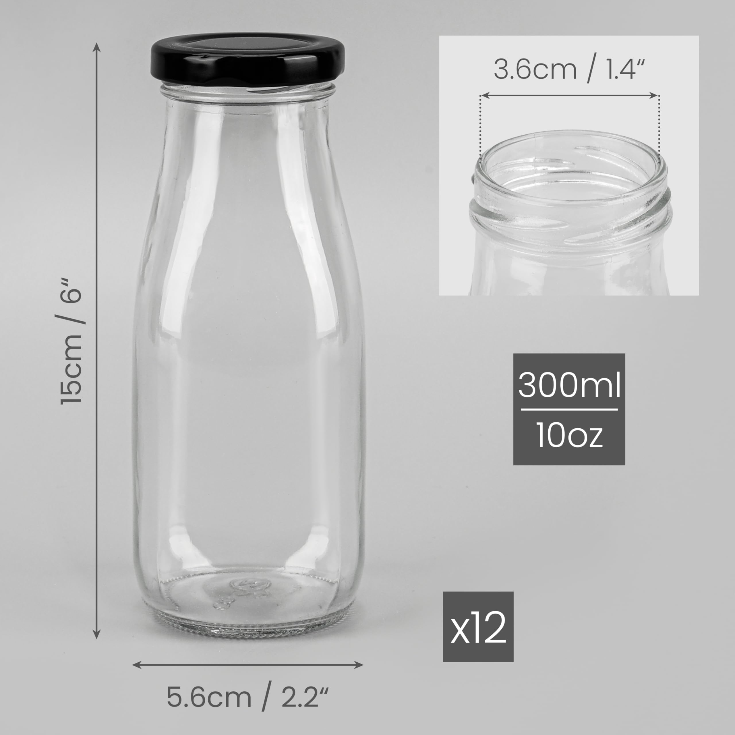 Bottiglie Latte Vetro Kitchentoolz 470ml – 6 Pezzi Con Coperchi E Beccuccio, Riutilizzabili, Prodotte In USA - 2