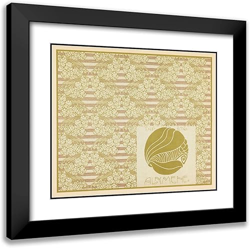 ArtDirect Koloman Moser 23x20 Black Modern Frame and Double Matted Museum Art Print Titled - Tapete Alymene (Alymene Wallpaper) (1901)