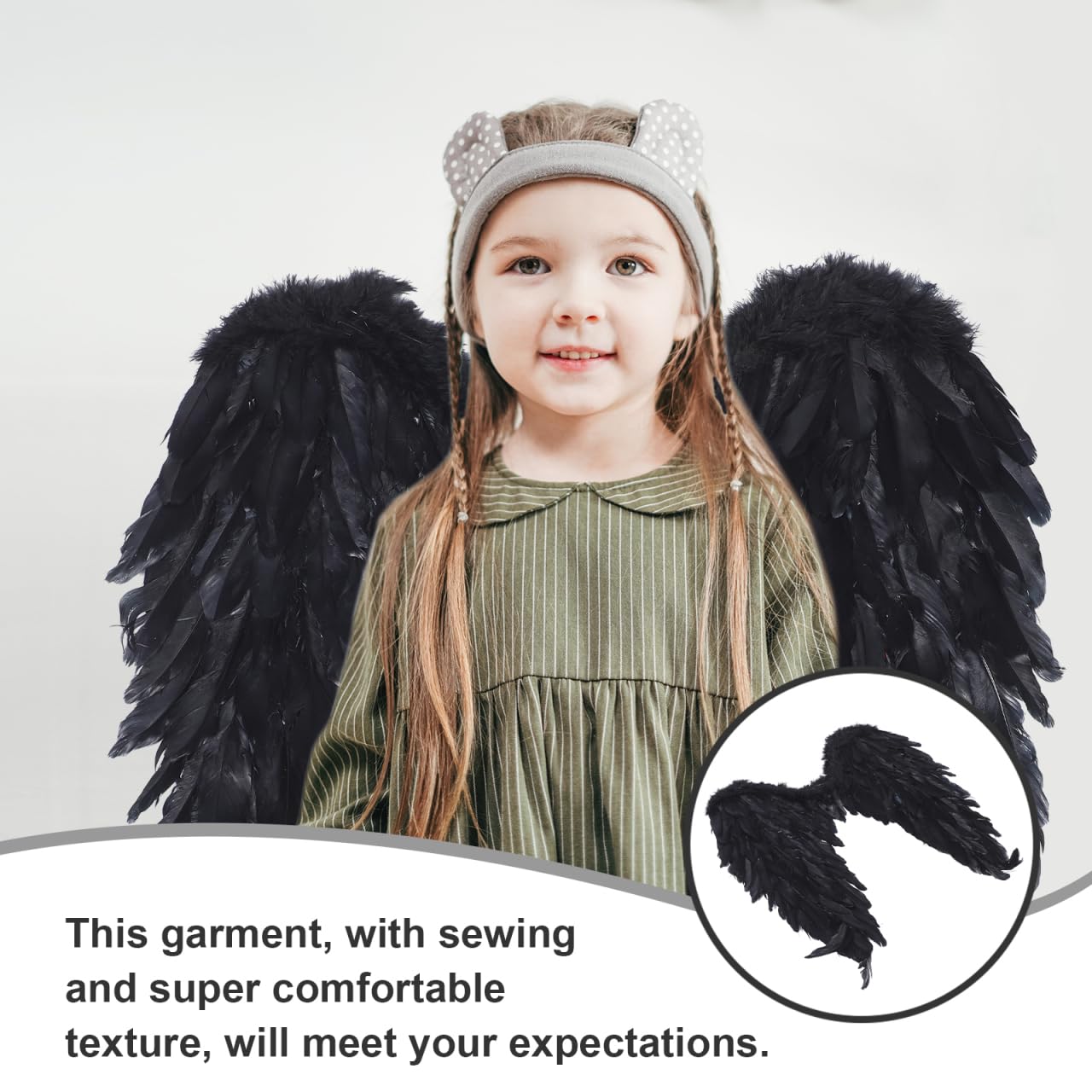 BESPORTBLE Angel Wing Decoration Wings for Christmas Party Costume Stage Performance Cosplay Prop 23.23X22.05In Black Fairy Adult Butterfly Cape Festival Light Up Flying Models Fancy Dress - Image 2
