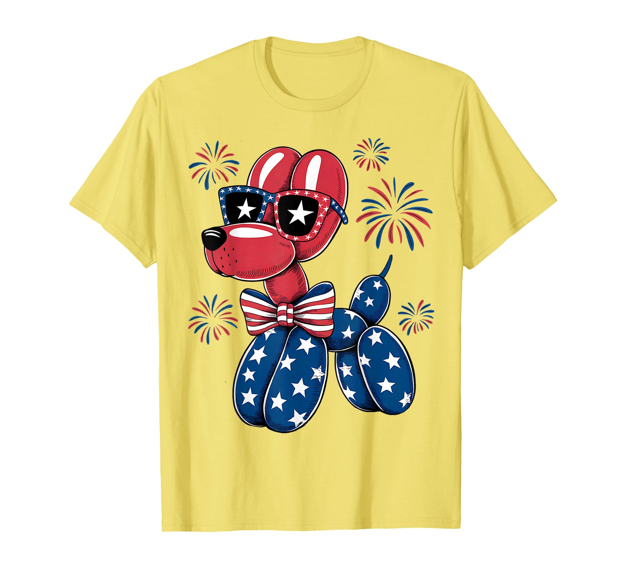 Patriotic Balloon Dog Fourth of July Dog Lover Men Women Kids T-Shirt