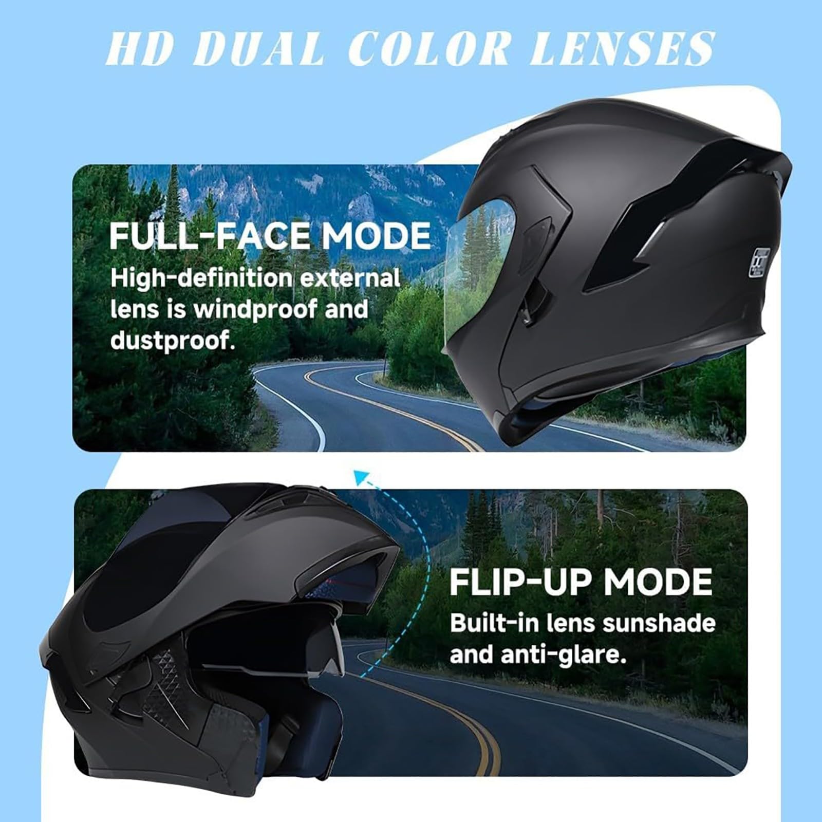 Casco Modular Para Motocicleta Con Guantes Y Protección Facial, Doble Visera, Casco Moto & Scooter & ECE 22.06 Homologado | Para Hombre Y Mujer 2,XXL/(63~64cm)