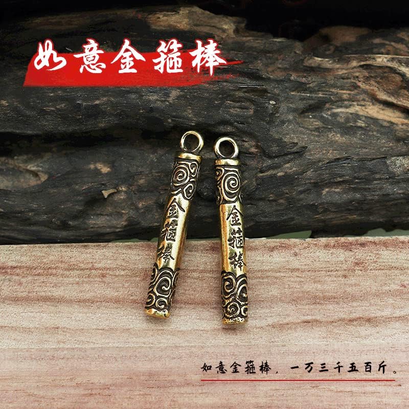 Brass luck mascot pendant Copper exorcism Amulet keychain Small ornaments 黄铜挂件悟空如意金箍棒男士汽车钥匙扣黄铜饰品定海神针创意吊坠