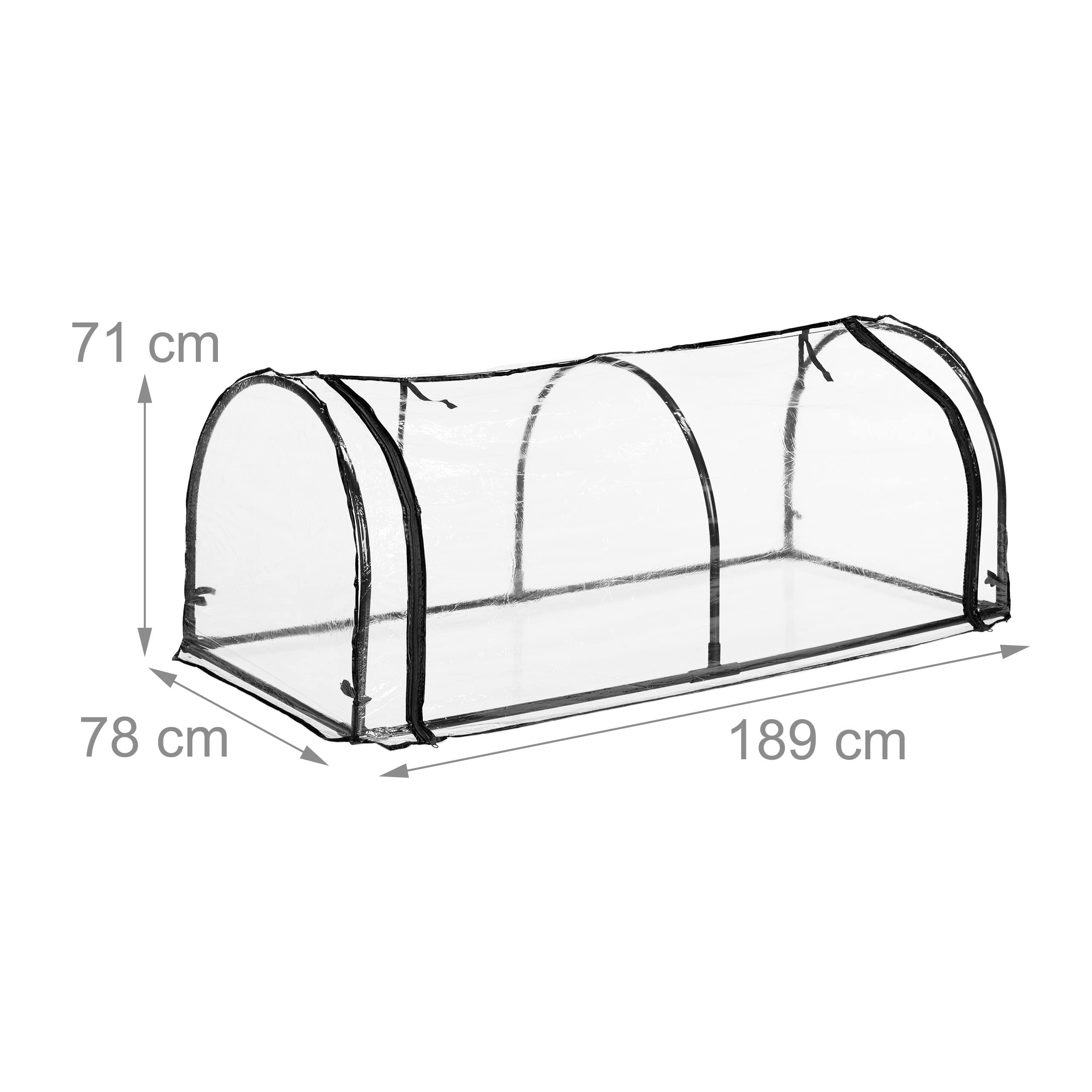 Relaxdays Folienfrühbeet, HBT: 71 x 189 x 78 cm, breite Tür, Frühbeet Tunnel, Aufzucht, Gewächshaus, PVC, transparent