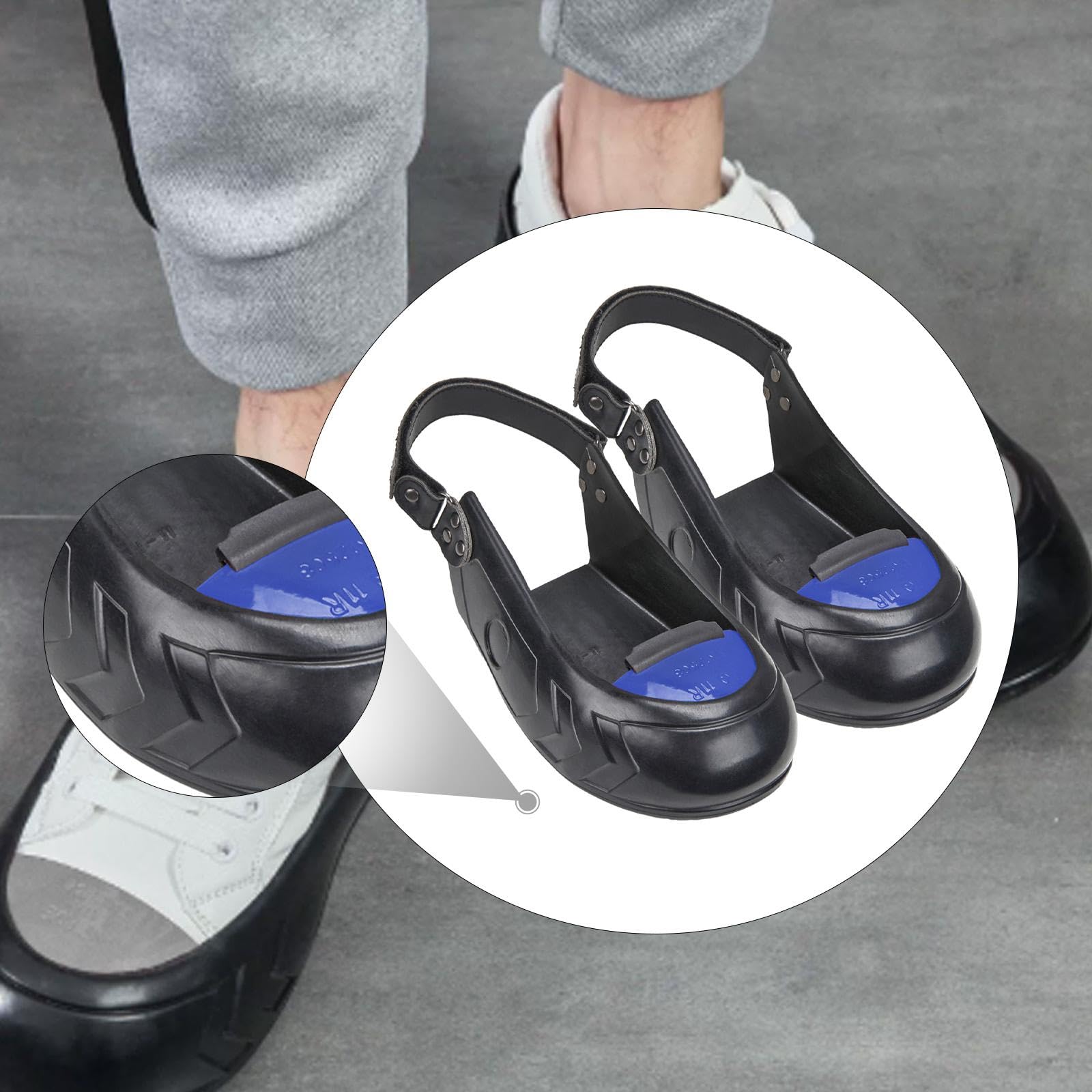 Harilla Embout en métal anti-écrasement avec sangle réglable, couvre-chaussures de protection des orteils pour les travailleurs, du chantier et