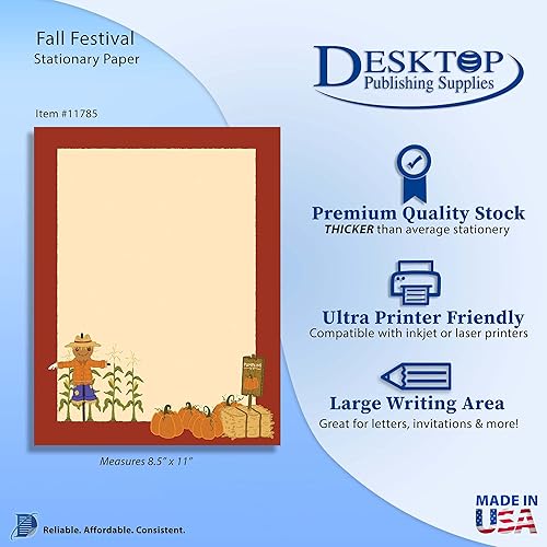 Miniatura 2 de Letterhead de otoño de Fall Fest  80 hojas  ideal para festivales de otoño, ferias y eventos