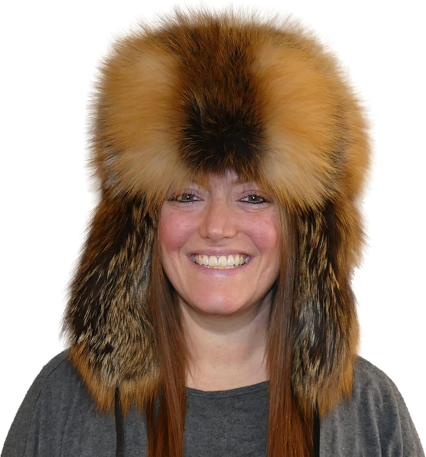 Glacier Wear Cross Fox Fur Russian Trooper Style Hat